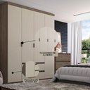 Ver imagem 5 de Guarda Roupa Casal Nobre 4 Portas Rustic Off White - Thb Móveis