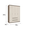 Ver imagem 4 de Guarda Roupa Casal Nobre 4 Portas Rustic Off White - Thb Móveis