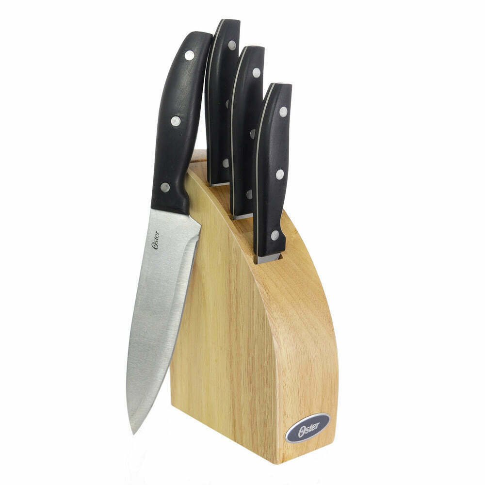 Conjunto 4 facas de cozinha com cepo de madeira Granger Oster - Preto - 1