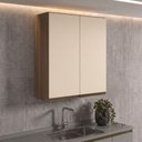 Ver imagem 6 de Armario Aereo 2 Portas MDF 80x90 cm Kali 119846 Carvalho Toq Off White Nicioli