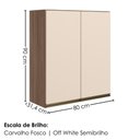 Ver imagem 3 de Armario Aereo 2 Portas MDF 80x90 cm Kali 119846 Carvalho Toq Off White Nicioli