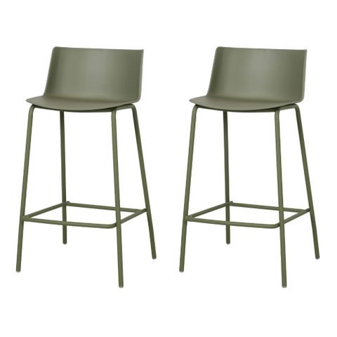 Kit 2 Banquetas Ipanema Média Fratini 86,50 Cm (altura) em Polipropileno Base em Aço Verde Aloe