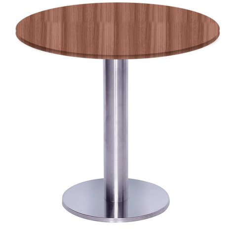 Mesa Beta Big Inox 75 Cm (alt) Disco Redondo Tampo Mdp Redondo 60 Cm (larg) X 2,50 Cm (alt) Walnut
