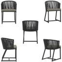 Ver imagem 5 de Mesa com 6 Cadeiras de Jantar Roma 120cm e Noronha em Alumínio Preto Corda Náutica Estofado 8 Trama