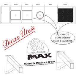 Suporte Pia Parafusar Bancada Aparador 60 Cm Preto - 10