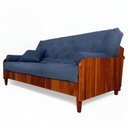 Ver imagem 6 de Sofá Cama Paris Ii Ripado Acquablock Madeira Maciça Imbuia - Azul Royal
