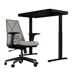 Kit 2 Peças Escrivaninha com Regulagem de Altura 120 Cm em Aço e Mdp + Cadeira de Escritório - 1