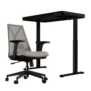 Kit 2 Peças Escrivaninha com Regulagem de Altura 120 Cm em Aço e Mdp + Cadeira de Escritório