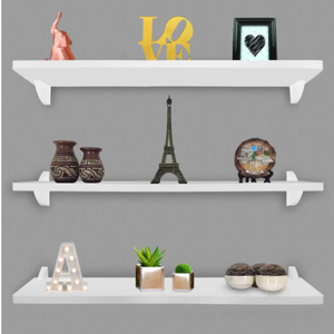 Kit Jogo 4 Prateleiras De Livro De Parede Mdf/Mdp Branco 60 x 20 - GRUMOBILE