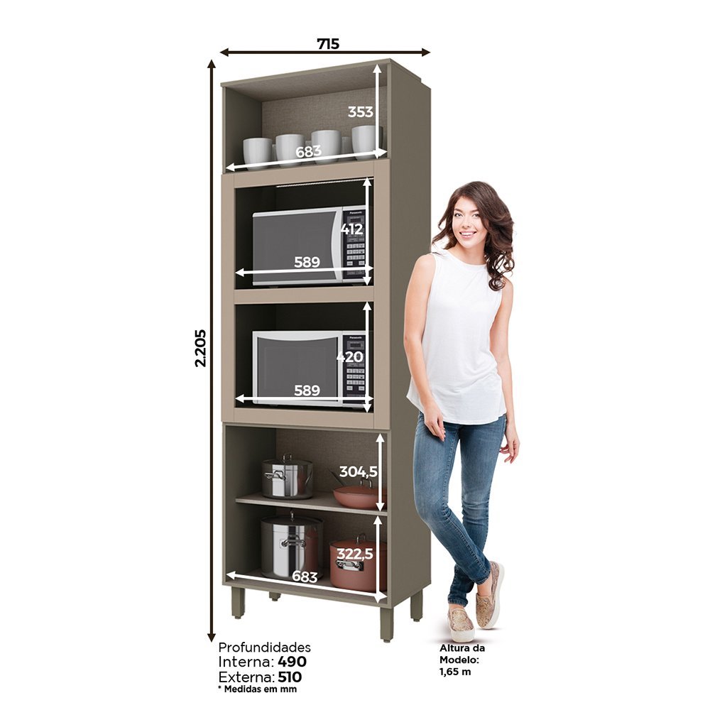 Torre Quente 2 Fornos 71,5cm Connect Duna/ Cristal Baby Home - Henn - 3