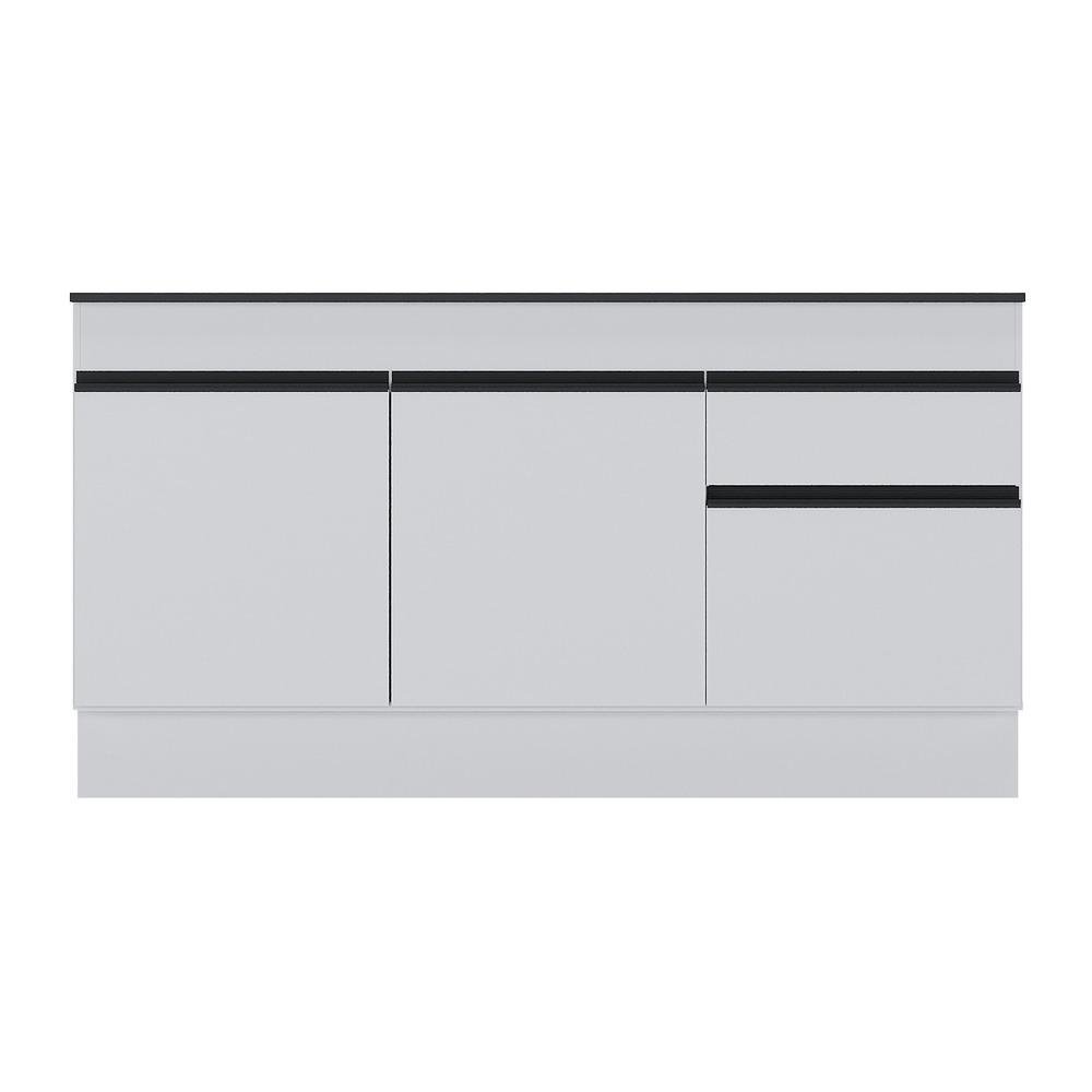 Balcão Cozinha Gabinete Pia 150cm com Rodapé 3 Portas 1 Gaveta Veneza Multimóveis V2115 Branco/Preto - 5