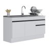 Balcão Cozinha Gabinete Pia 150cm com Rodapé 3 Portas 1 Gaveta Veneza Multimóveis V2115 Branco/preto - 2
