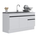 Ver imagem 1 de Balcão Cozinha Gabinete Pia 150cm com Rodapé 3 Portas 1 Gaveta Veneza Multimóveis V2115 Branco/preto