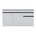 Ver imagem 5 de Balcão Cozinha Gabinete Pia 150cm com Rodapé 3 Portas 1 Gaveta Veneza Multimóveis V2115 Branco/preto