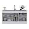 Balcão Cozinha Gabinete Pia 150cm com Rodapé 3 Portas 1 Gaveta Veneza Multimóveis V2115 Branco/preto - 4