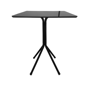 Mesa Bistrô Baixa Estrutura Aço Tampo Mdf Cozinha Bar Quadra Preto