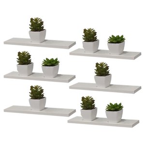 Kit 6 Prateleira Branca MDF 60 x 20cm Suporte Invisível