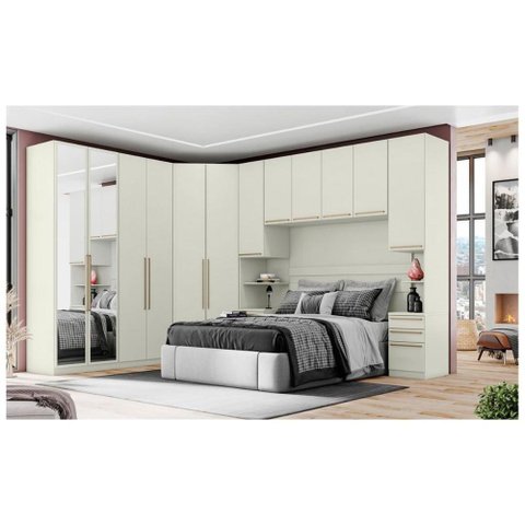 Quarto Casal Modulado Seletto 6 Peças (1 Armário Ponte + 1 Closet + 2 Guarda Roupas + 2