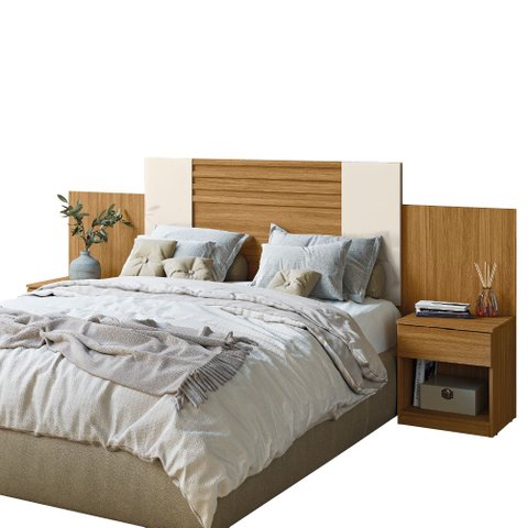 Cabeceira Araguaia 235cm com Mesa de Cabeceira Freijó Off White Cinza Flex Moval