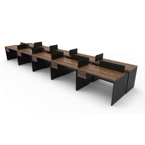 Plataforma 10 Lugares Castanho Tannat /preto 40 Mm 6000x1500 C/5 Caixas de Tomadas /20 Tomadas/10 Ga