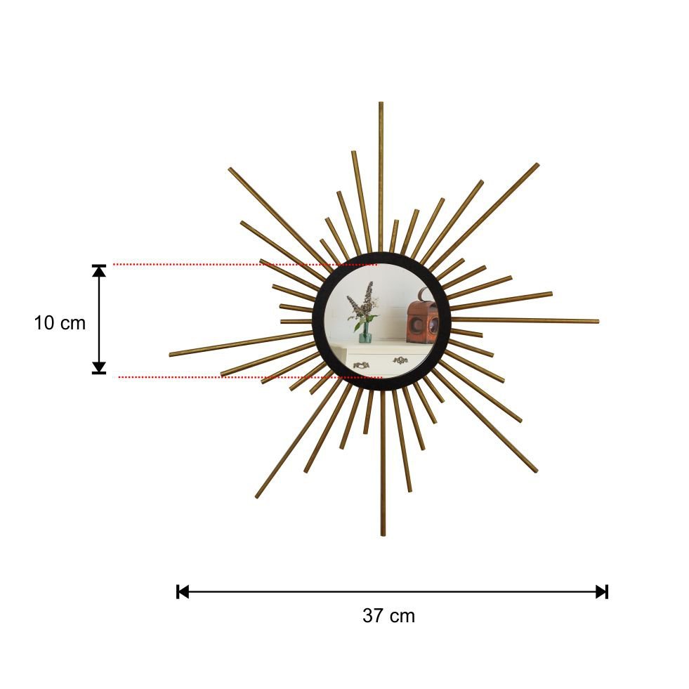 Espelho decorativo de parede redondo com moldura pequeno Mini Órion Dourado - 4