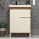 Ver imagem 1 de Gabinete de Banheiro 60cm sem Cuba Ref 670 Cewal - Amendoa/off White