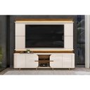 Ver imagem 1 de Rack Bancada C/ Painel P/ Tv até 75 Pol Lord 4 Porta 240x200cm Off White/freijó - Dj Móveis