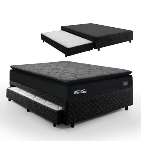 Cama Box com Colchão de Espuma D45 Pillow Top + Auxiliar de Espuma D28 Positanno Casal 138cm