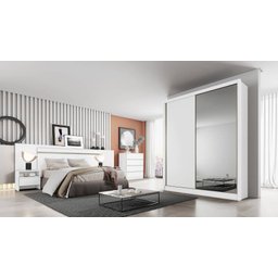Guarda Roupa Solteiro com Espelho Mdf 3 Gavetas - Virtus -branco - Móveis Novo Horizonte - 1