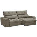 Ver imagem 1 de Sofá Retrátil Reclinável para Sala 3 Lugares 210cm Asaph F04 Veludo Marrom Claro - Lyam Decor