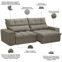 Ver imagem 4 de Sofá Retrátil Reclinável para Sala 3 Lugares 210cm Asaph F04 Veludo Marrom Claro - Lyam Decor