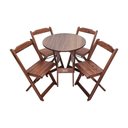 Ver imagem 1 de Conjunto Dobrável Mesa de Madeira 70cm Redonda com 4 Cadeiras Imbuia - Tarimatã