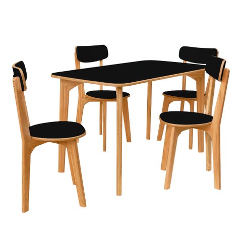 Conjunto Life Design Mesa 4 Cadeiras:Preto