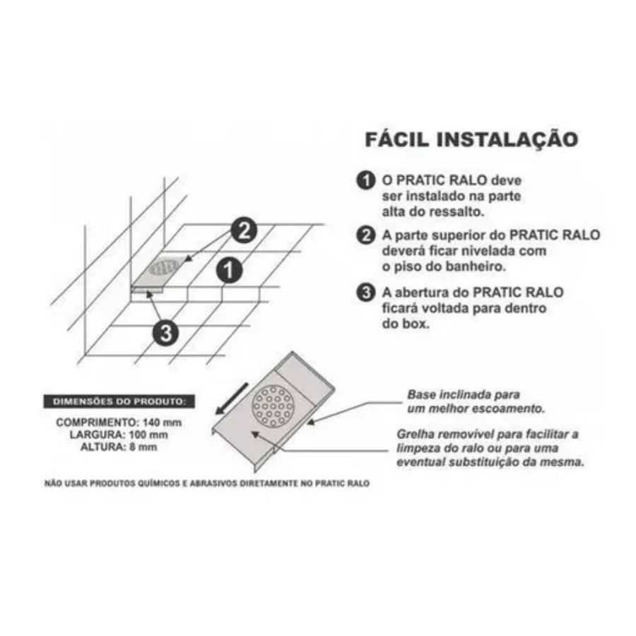 Ralo Inox Branco Brilho para Box Banheiro - Pratic Ralo - 5