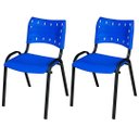Ver imagem 2 de Cadeira Iso Base Preto Igreja, Escola, Escritório - Azul Kit 2 Peças