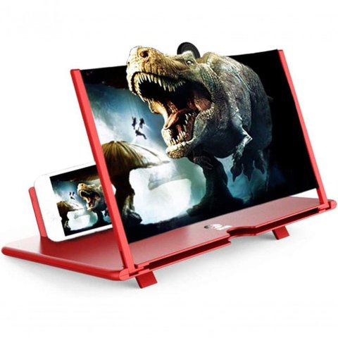 Amplificador de Tela para Celular, Efeito 3d, Tela com Suporte de Mesa Vermelho