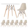 Mesa Redonda Eames 100 Cm Branco + 6 Cadeiras Eiffel Dsw Nude - 1