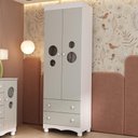 Ver imagem 1 de Guarda-roupa Infantil 62cm 2 Portas com Vidro e 2 Gavetas Suspiro Multimóveis Mp4456 Branco-off