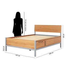 Cama de Casal em Madeira Maciça 147cm X 198cm Square - 3