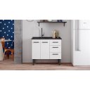 Ver imagem 2 de Gabinete de Cozinha em Aço 1,17m com Pés Elegante Resistente:branco