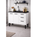 Ver imagem 3 de Gabinete de Cozinha em Aço 1,17m com Pés Elegante Resistente:branco