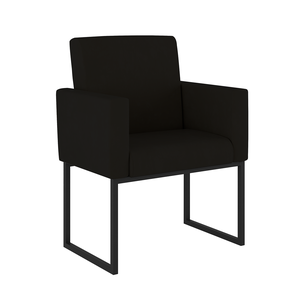 Poltrona Cadeira Decorativa Recepção Base de Ferro Dourada Cor:preto