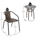 Ver imagem 4 de Conjunto para Jardim com Mesa de Centro Vidro 50cm e 2 Cadeiras Junco Sintético Multimóveis Cr8007