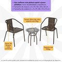 Ver imagem 3 de Conjunto para Jardim com Mesa de Centro Vidro 50cm e 2 Cadeiras Junco Sintético Multimóveis Cr8007