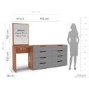 Ver imagem 3 de Cômoda Penteadeira Madri 8 Gavetas c/ Espelho 209x160cm Cinza/Freijó 250804