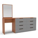 Ver imagem 2 de Cômoda Penteadeira Madri 8 Gavetas c/ Espelho 209x160cm Cinza/Freijó 250804