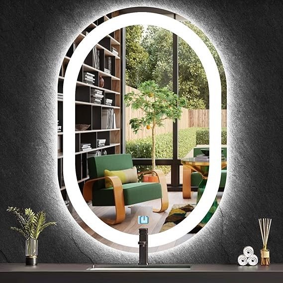 Ver imagem 4 de Espelho Jateado Oval Iluminado com Led Frio Touch 120x70cm