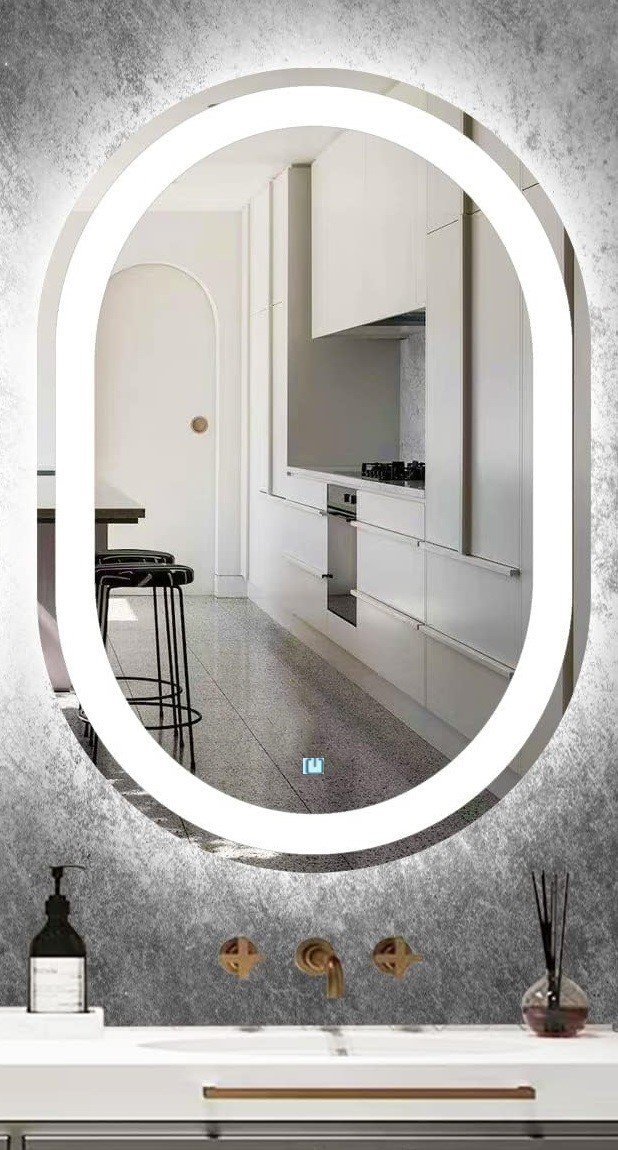Espelho Jateado Oval Iluminado com Led Frio Touch 120x70cm - 5