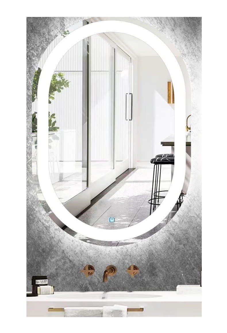 Ver imagem 2 de Espelho Jateado Oval Iluminado com Led Frio Touch 120x70cm