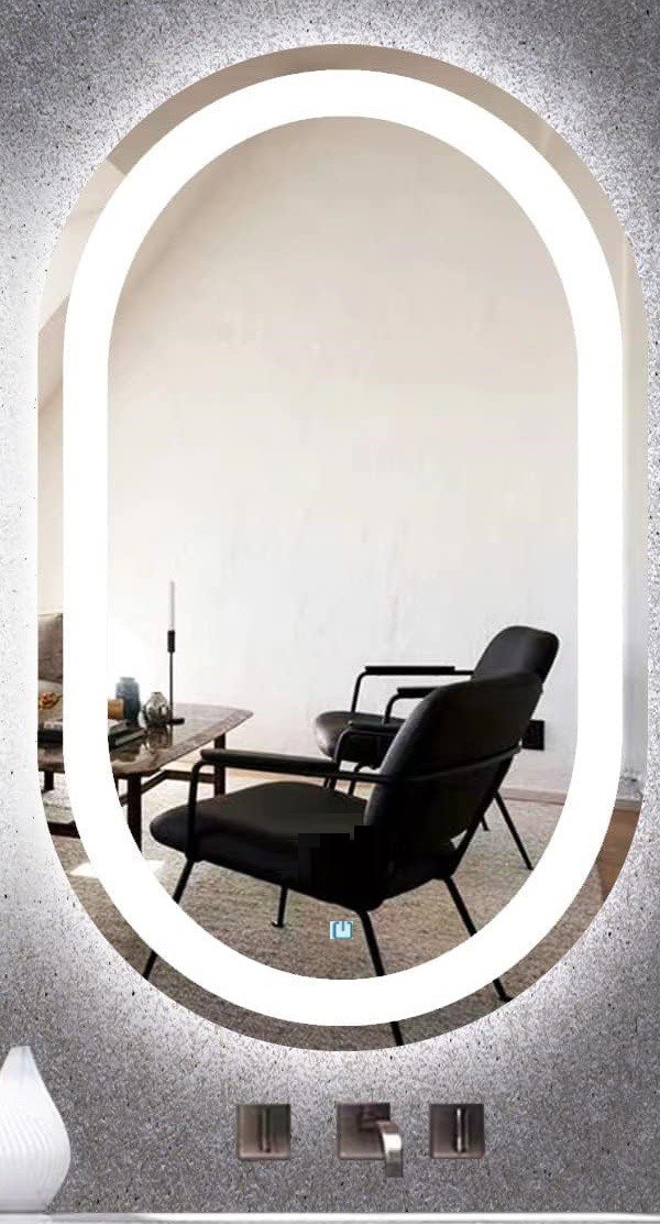 Espelho Jateado Oval Iluminado com Led Frio Touch 120x70cm - 6